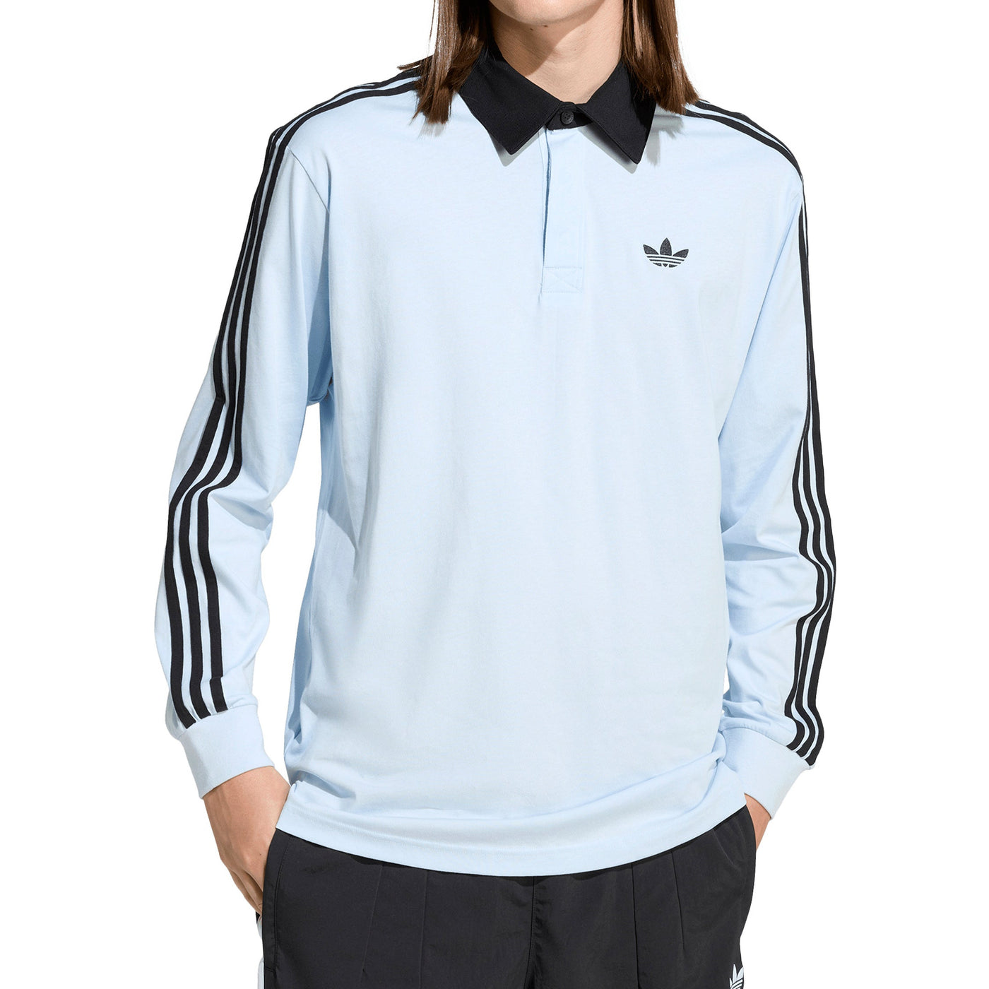 Polo à manches longues de rugby Adidas 3 bandes