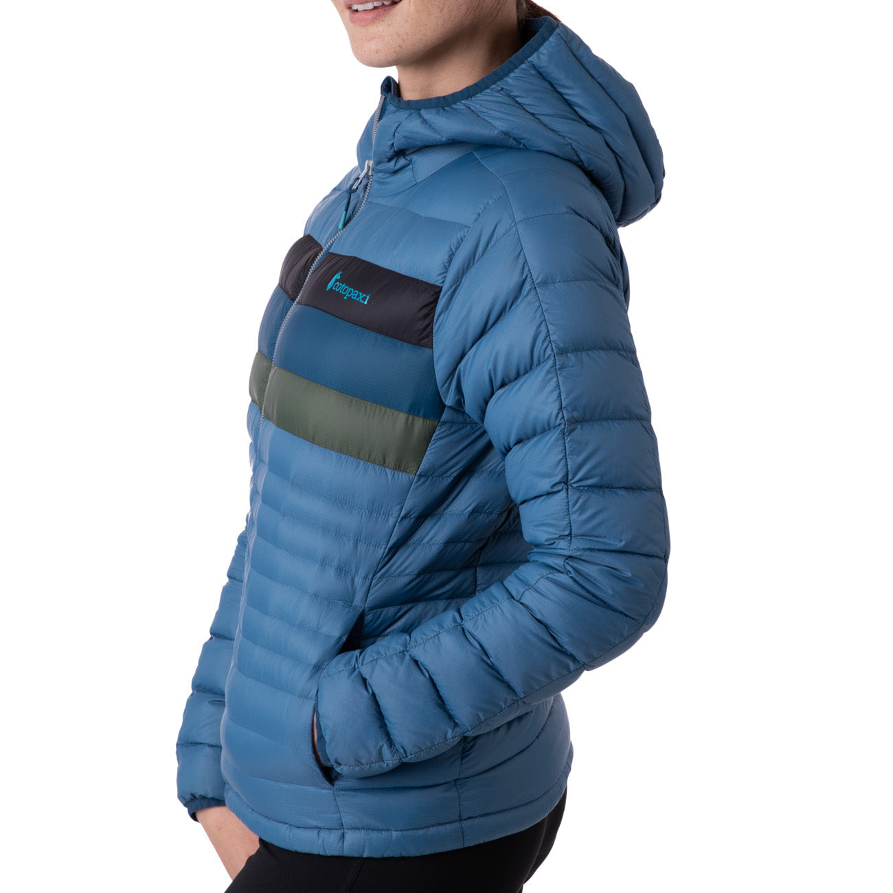 Cotopaxi Fuego Down Hooded Jacket Femme Denim Stripes