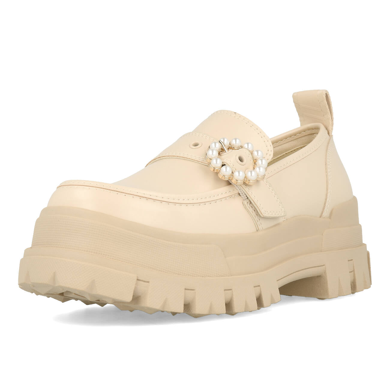 Buffalo Aspha Loafer Buckle Shoe Plat Femme Vegan Box Nappa Beige