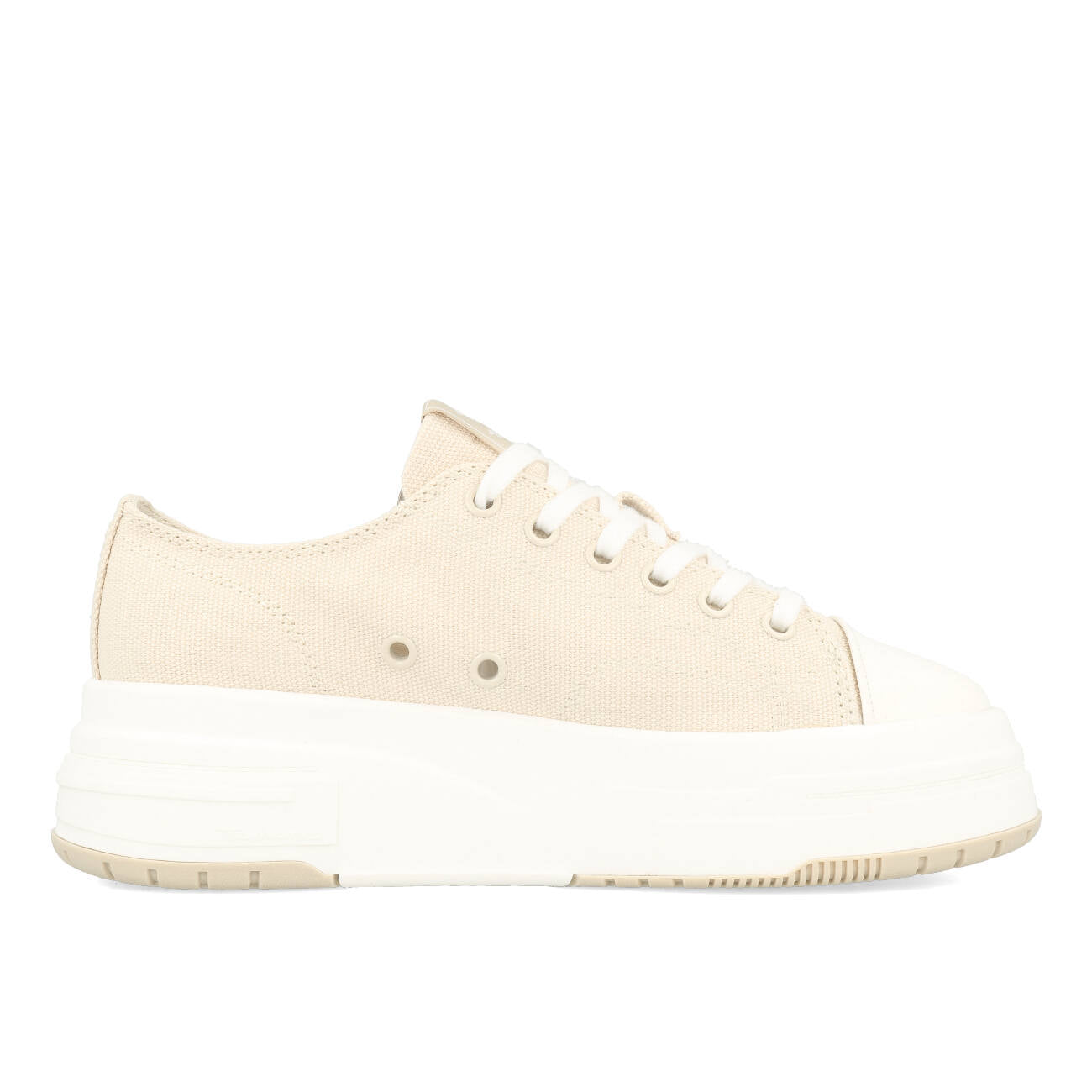 Tamaris 1-23815-20-418 Baskets veganes en toile compensées pour femmes couleur ivoire