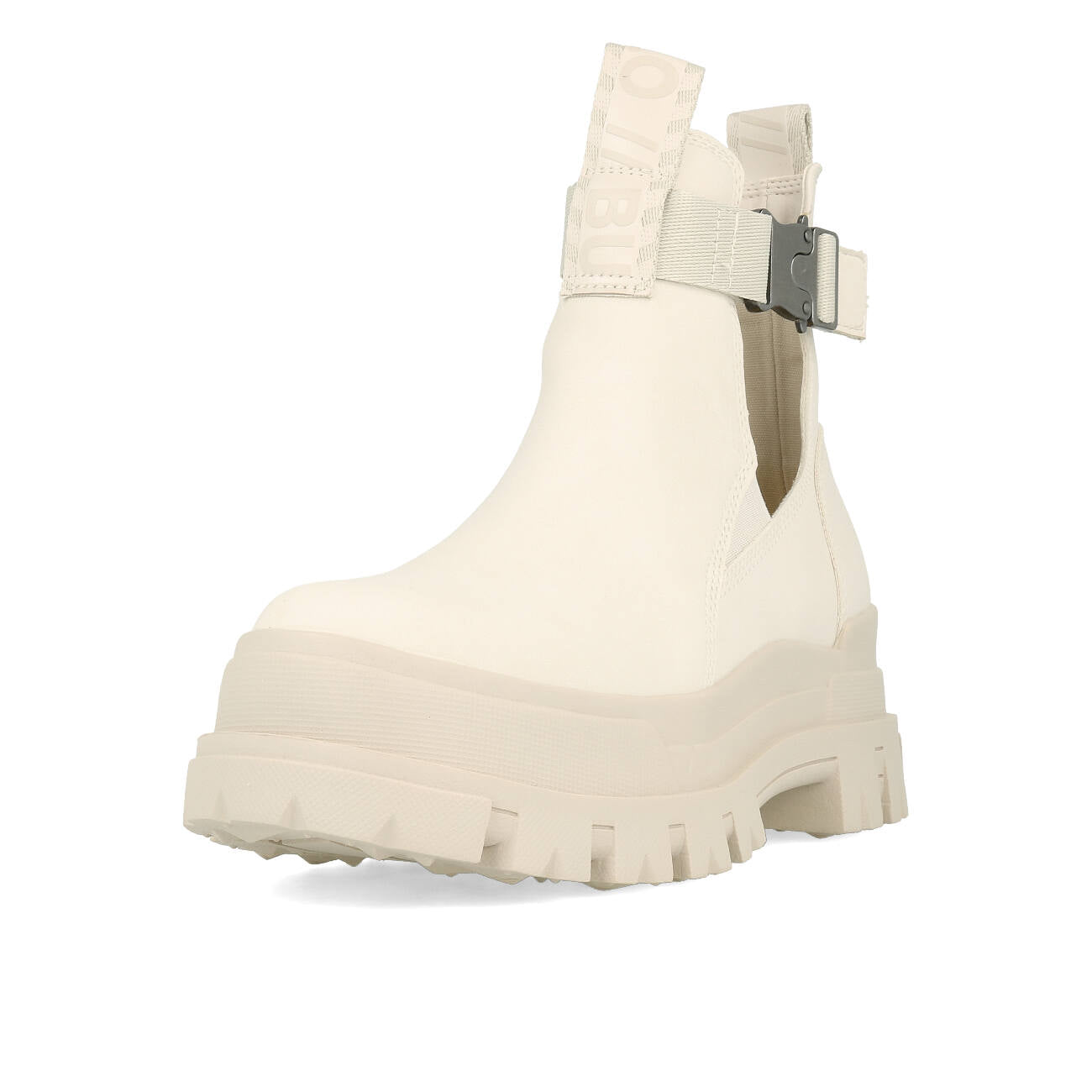 Buffalo Aspha Coa Bootie Plat Femme Nubuck Végétalien Blanc cassé