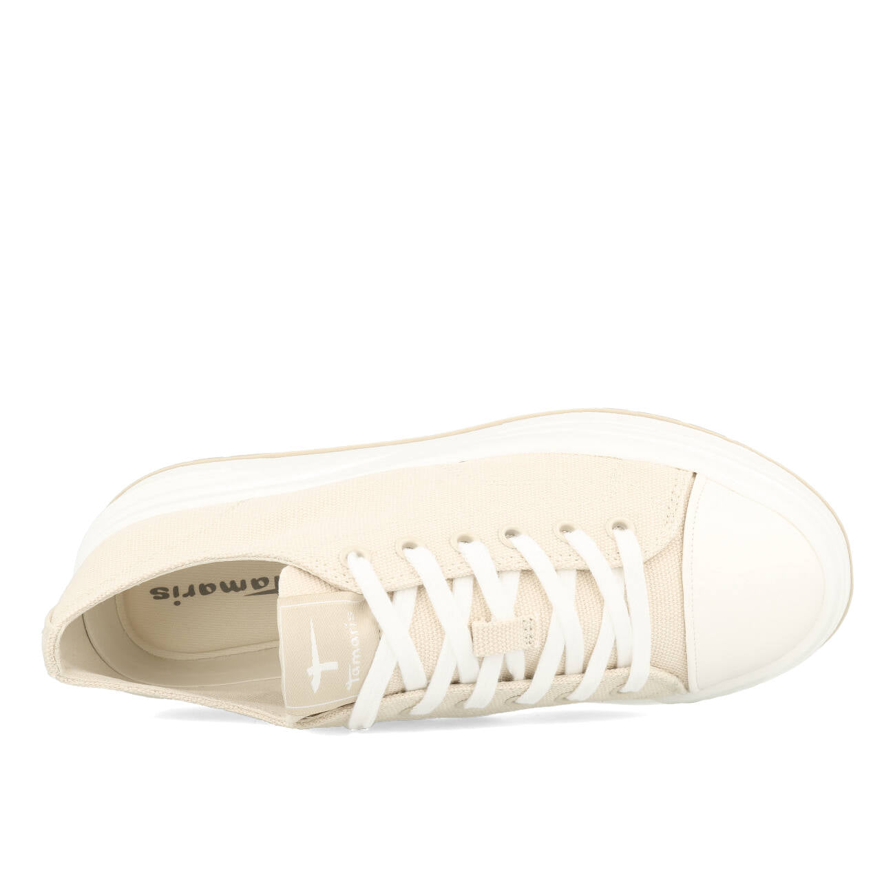Tamaris 1-23815-20-418 Baskets veganes en toile compensées pour femmes couleur ivoire