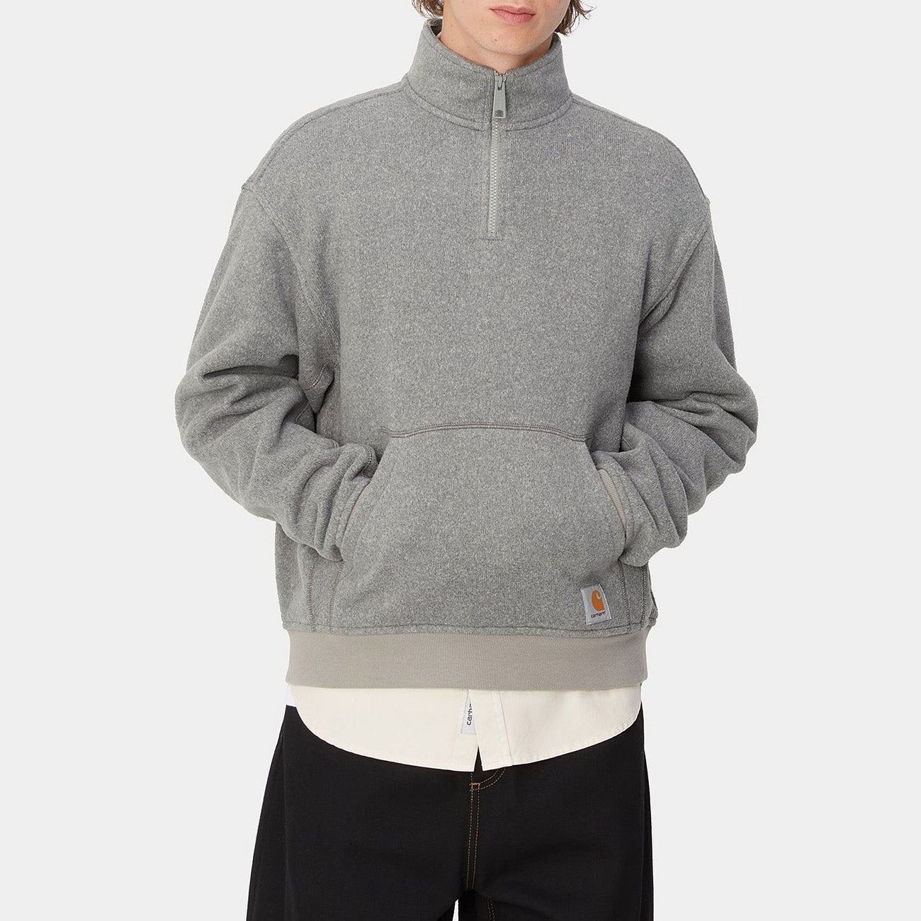 Carhartt WIP Luther Half Zip Sweatshirt Homme Misty Grey Heather