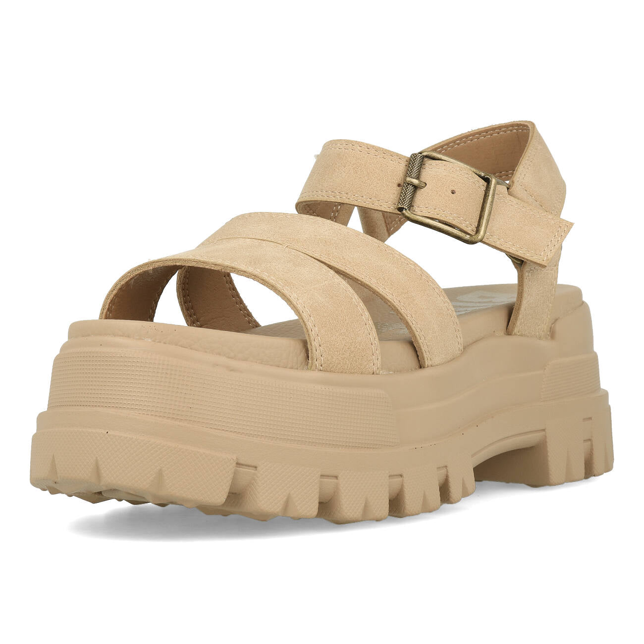 Buffalo Aspha TS Sandale Femme Nubuck Vegan Beige