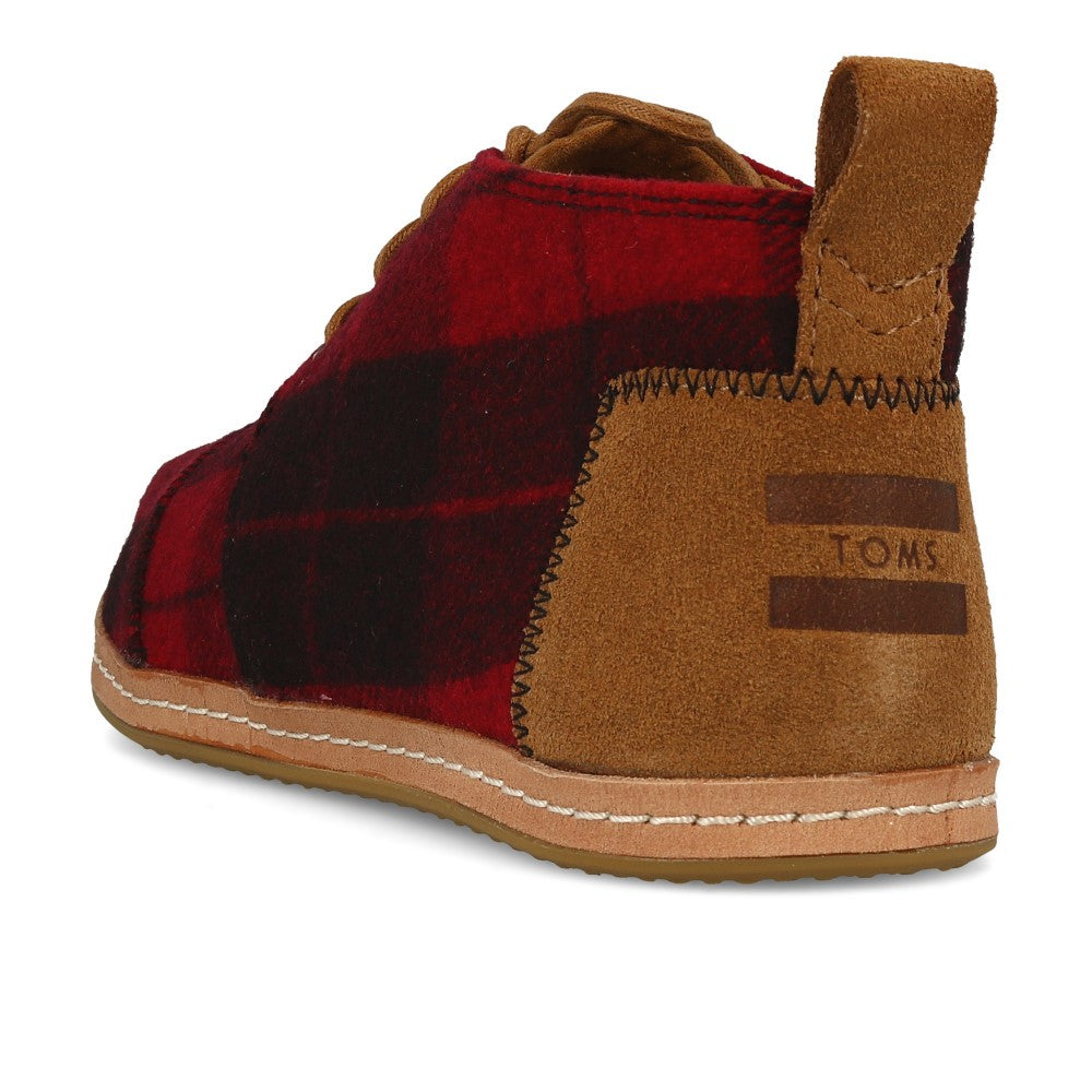 Bottes TOMS Femme en Feutre à Carreaux Rouges et Cuir