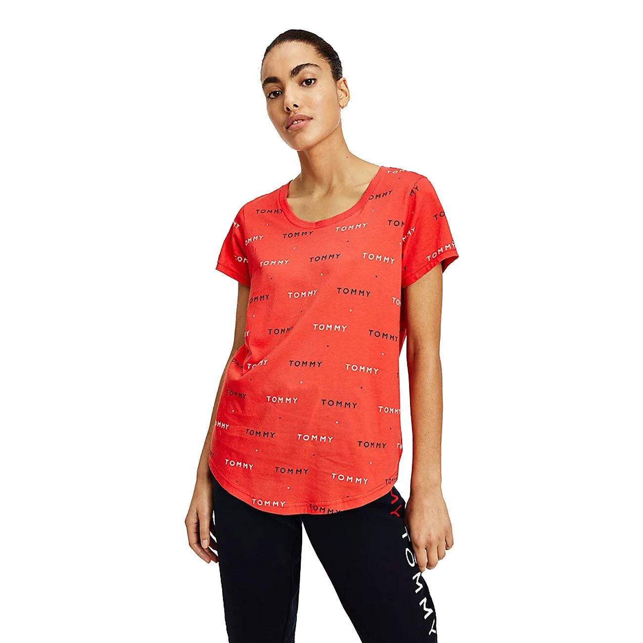 T-shirt Tommy Hilfiger imprimé du logo Tommy Word AOP rouge primaire pour femmes