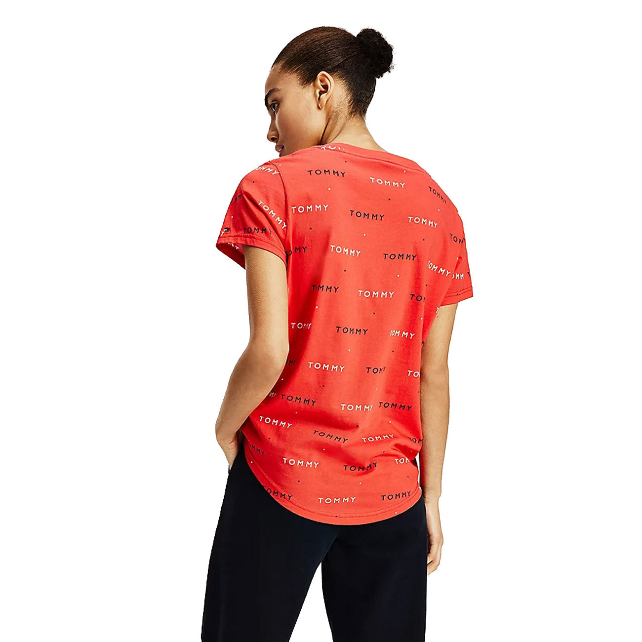 T-shirt Tommy Hilfiger imprimé du logo Tommy Word AOP rouge primaire pour femmes