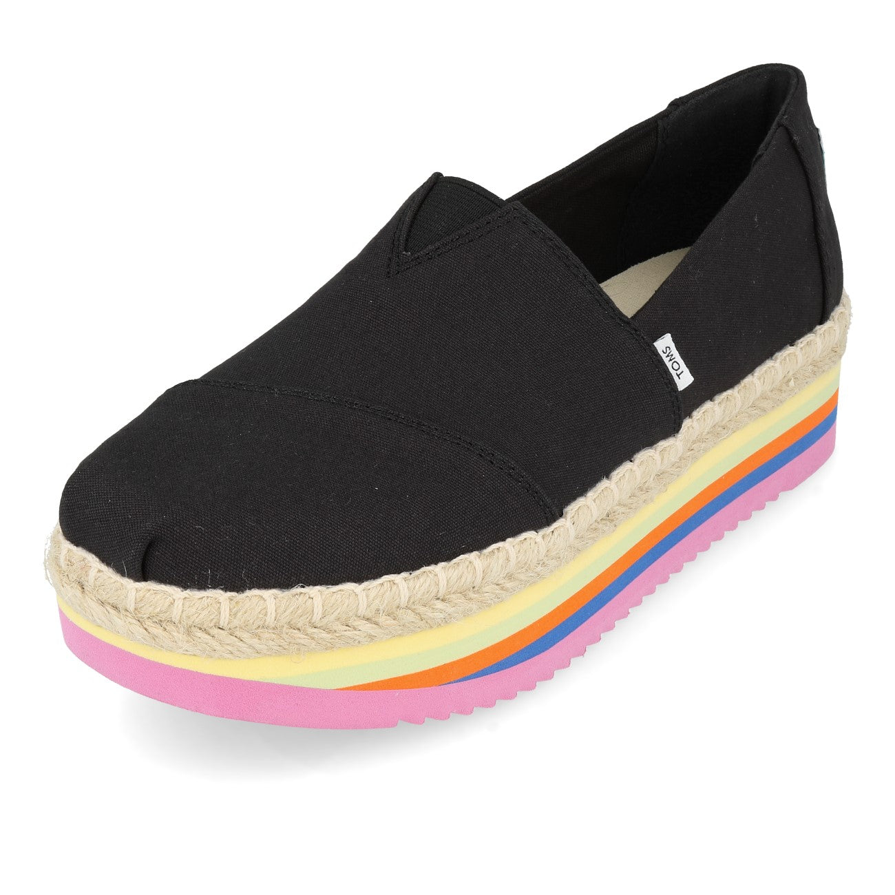 Toms Womens Alpargata Platform Rope High Femme Black Canvas Rainbow