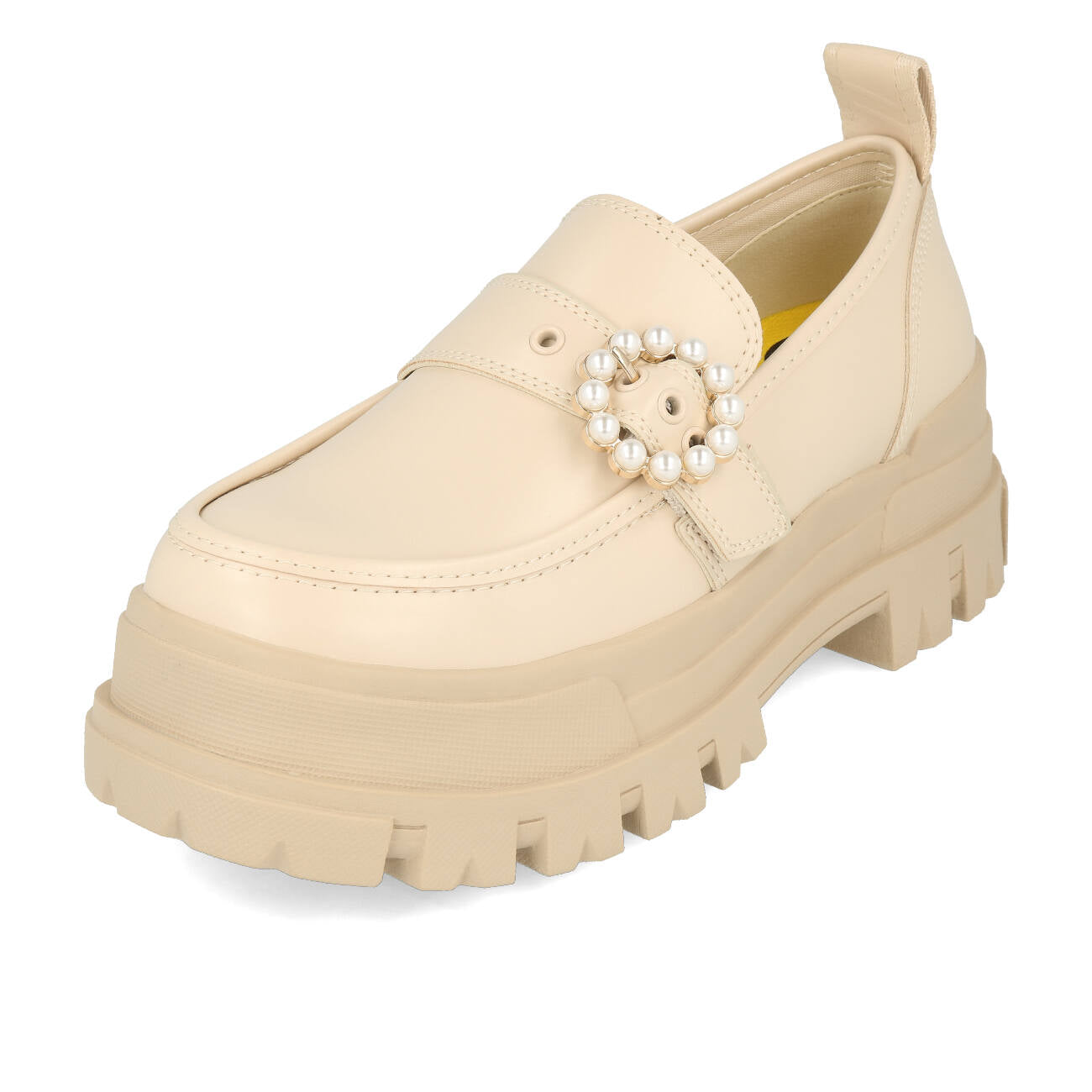 Buffalo Aspha Loafer Buckle Shoe Plat Femme Vegan Box Nappa Beige