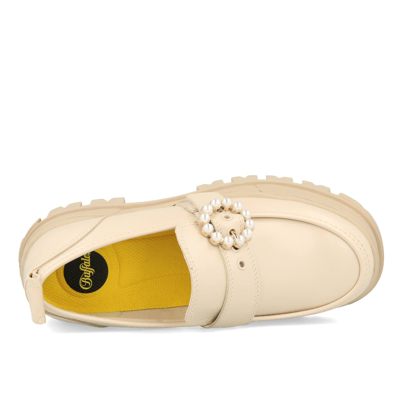 Buffalo Aspha Loafer Buckle Shoe Plat Femme Vegan Box Nappa Beige