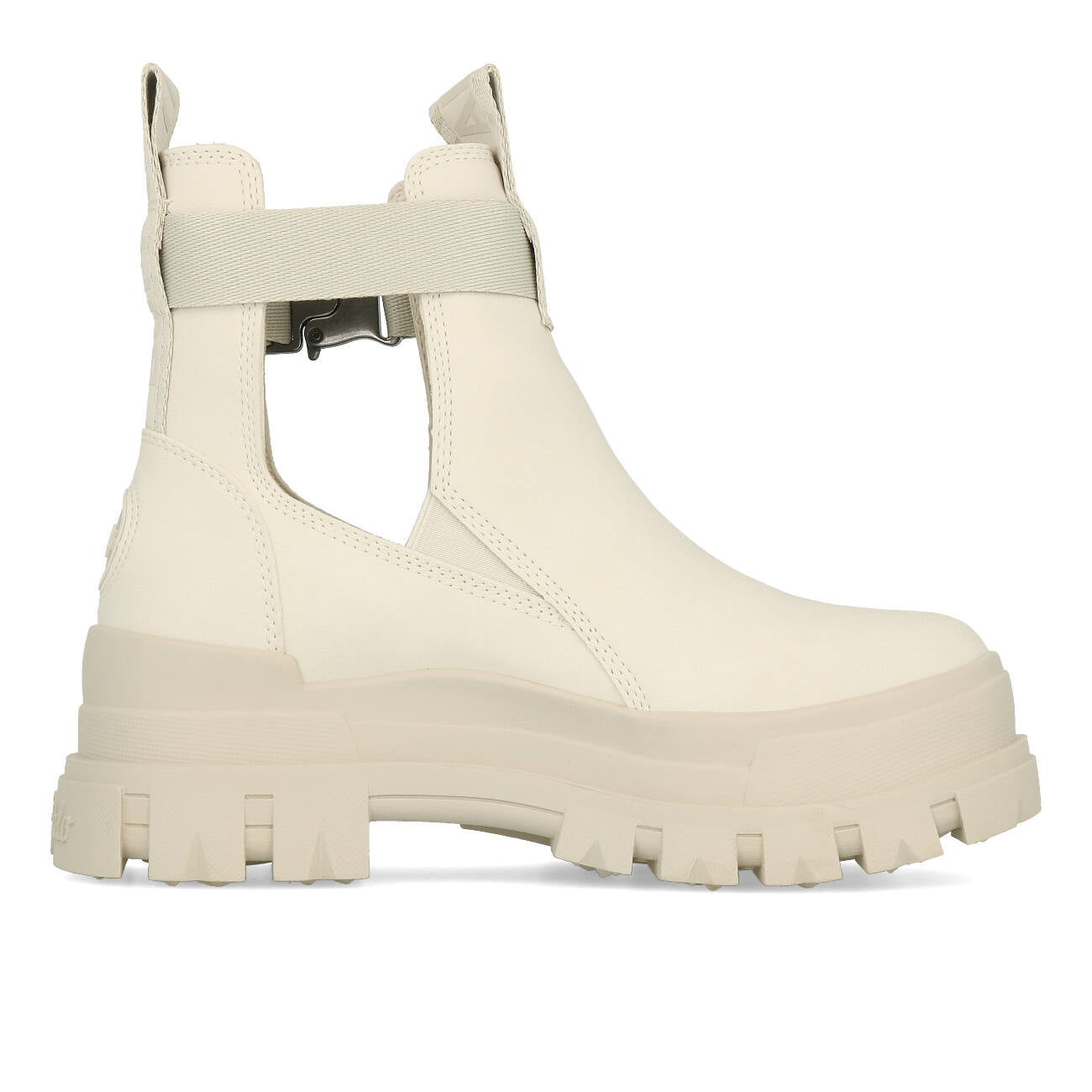 Buffalo Aspha Coa Bootie Plat Femme Nubuck Végétalien Blanc cassé