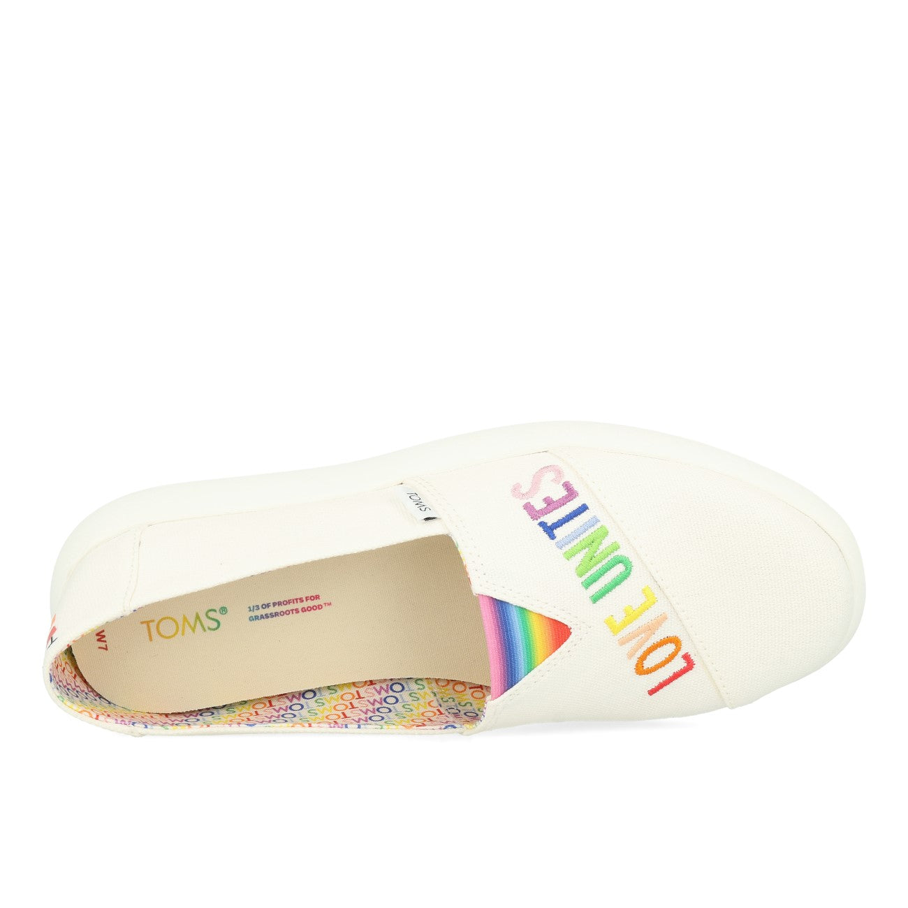 Toms Womens Alpargata Mallow Femme White Canvas Love Unites Broderie
