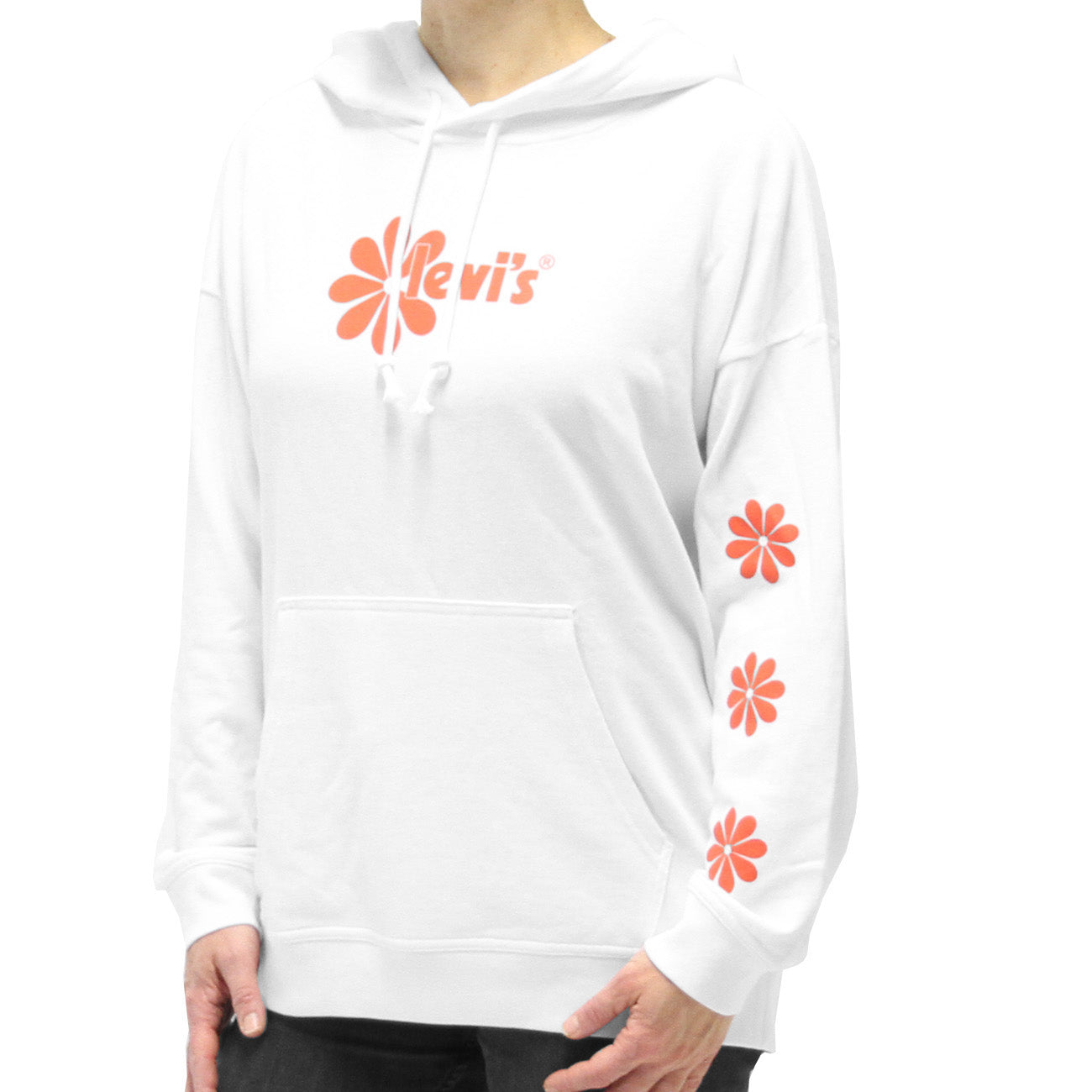 Levi's Graphic Rider Hoodie Sweatshirt Femme Logo Affiche Blanc
