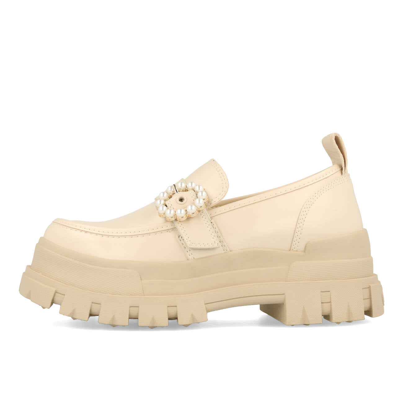 Buffalo Aspha Loafer Buckle Shoe Plat Femme Vegan Box Nappa Beige