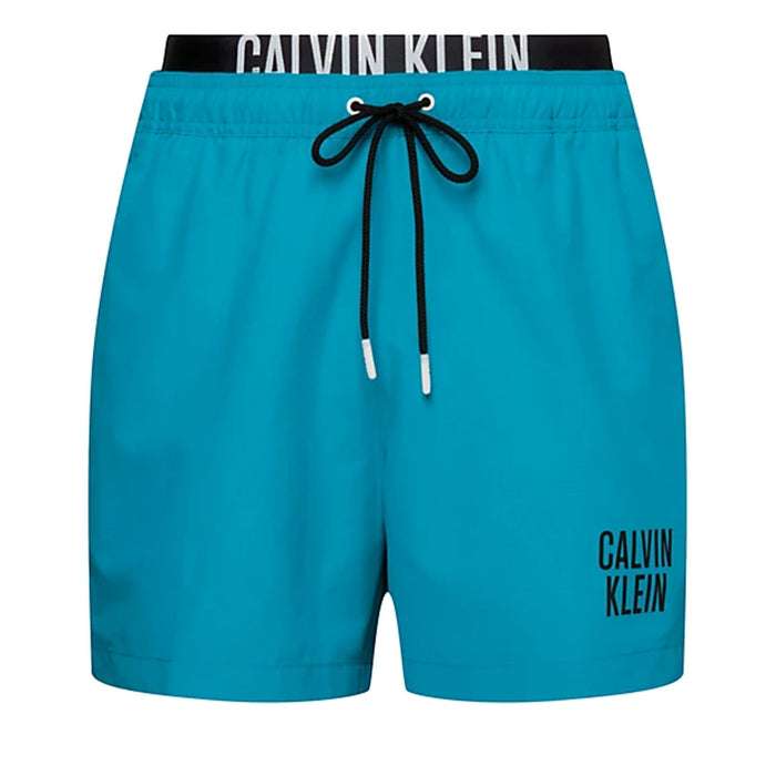 Calvin Klein Swimshort Medium Double WB Short de Bain Homme Clear Turquoise