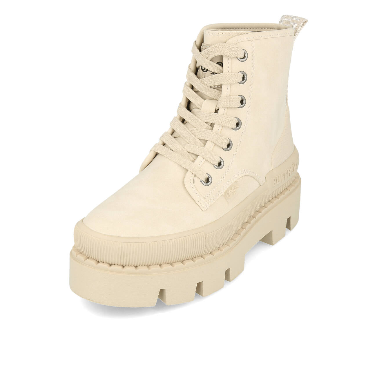 Buffalo Raven Laceup Boot Hi Femme Nubuck Vegan Crème