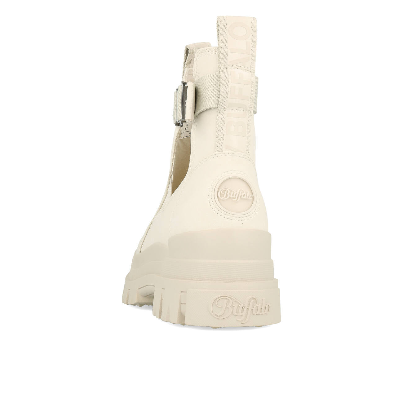 Buffalo Aspha Coa Bootie Plat Femme Nubuck Végétalien Blanc cassé