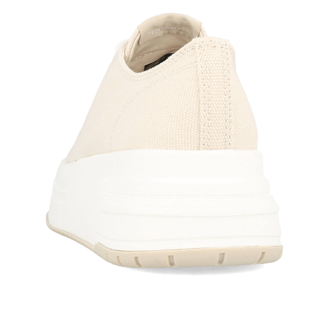 Tamaris 1-23815-20-418 Baskets veganes en toile compensées pour femmes couleur ivoire