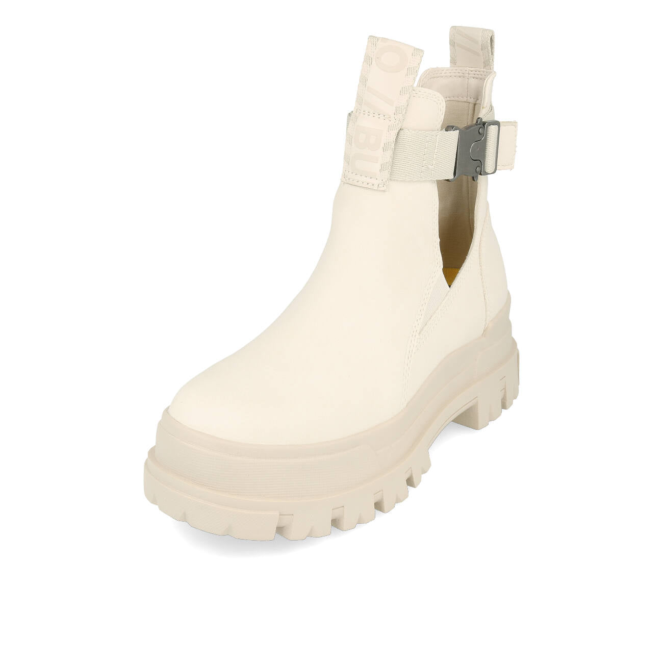 Buffalo Aspha Coa Bootie Plat Femme Nubuck Végétalien Blanc cassé