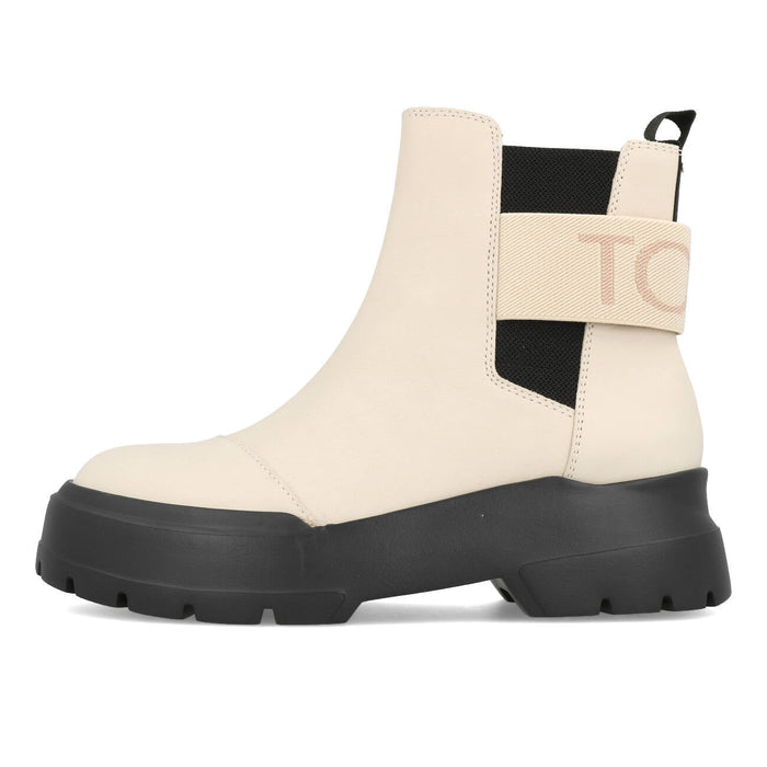 Toms Womens Alpargata Combat Chelsea Boots Femme Beige Cuir