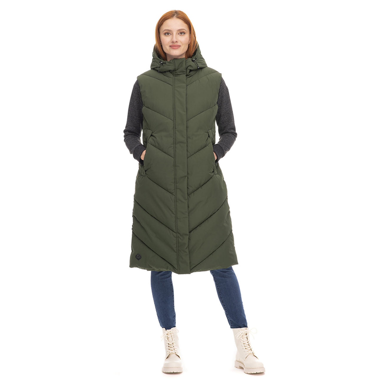 Ragwear Suminka Gilet Femme Vert Olive Foncé