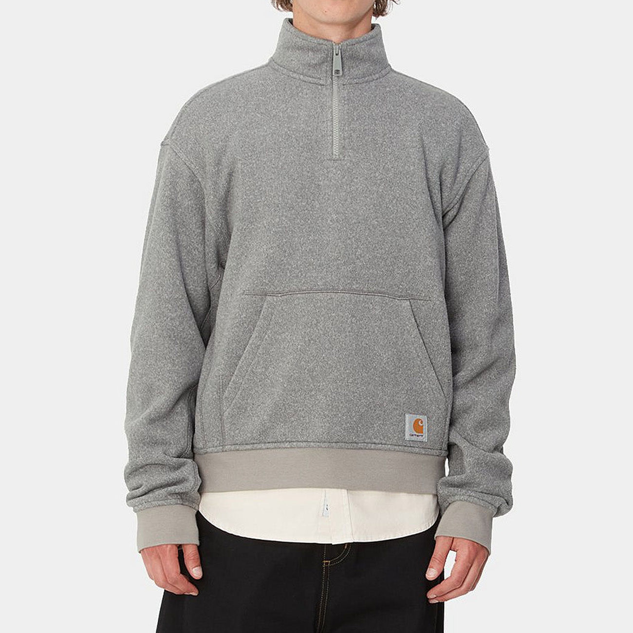 Carhartt WIP Luther Half Zip Sweatshirt Homme Misty Grey Heather